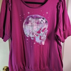 Torrid Magenta Skull Graphic Tee, 2